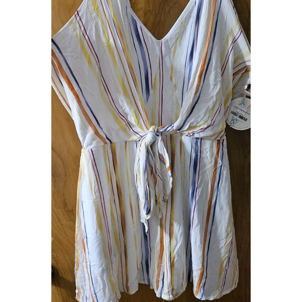 Hummingbird Vneck Sundancer Striped Romper Size Small Ties At Neck Summer Time
